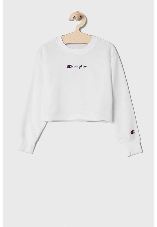 Champion Bluza dziecięca 404069 kolor biały z aplikacją. Kolor: biały. Materiał: dzianina. Wzór: aplikacja