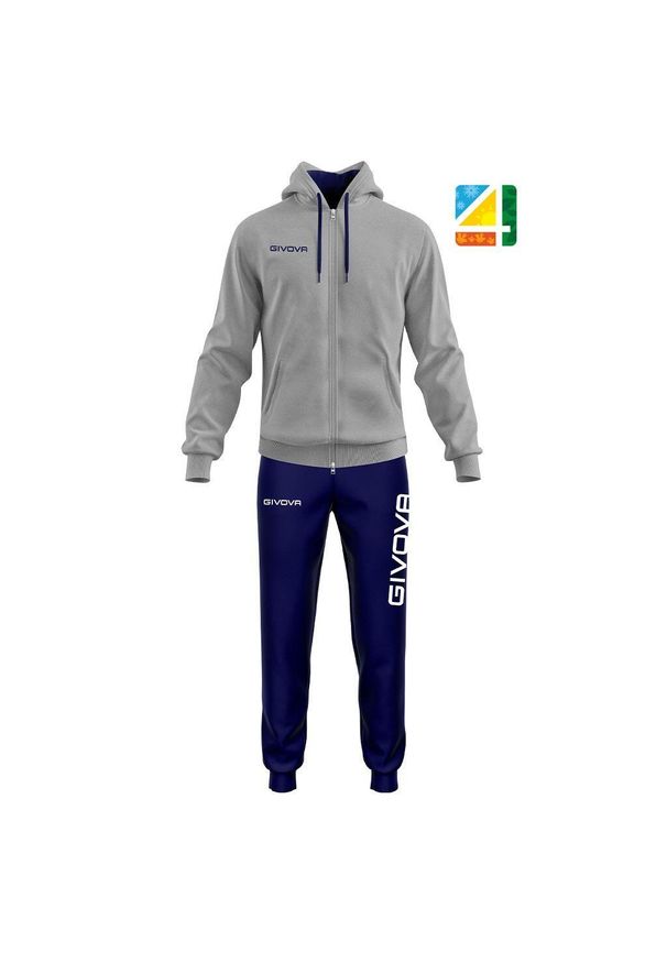 Givova - GIVOVA King dres Cotone Terry, rozmiar 2XS, Deep Indigo. Kolor: niebieski, szary, wielokolorowy. Materiał: dresówka. Sport: fitness