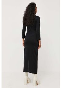 Karl Lagerfeld sukienka bawełniana kolor czarny maxi dopasowana. Kolor: czarny. Materiał: bawełna. Typ sukienki: dopasowane. Długość: maxi #5