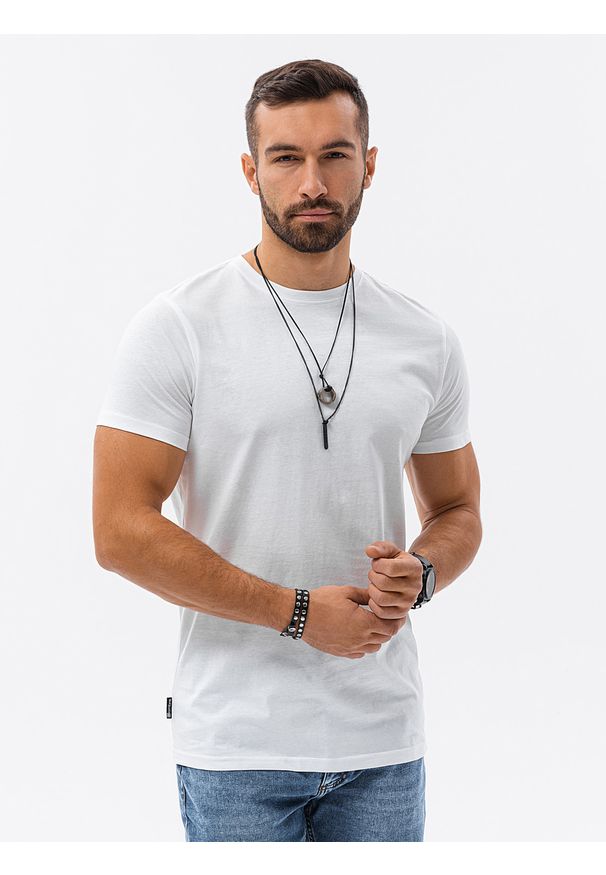Ombre Clothing - T-shirt męski bawełniany BASIC - biały - Rozmiar: XXL. Kolor: biały. Materiał: bawełna. Styl: klasyczny