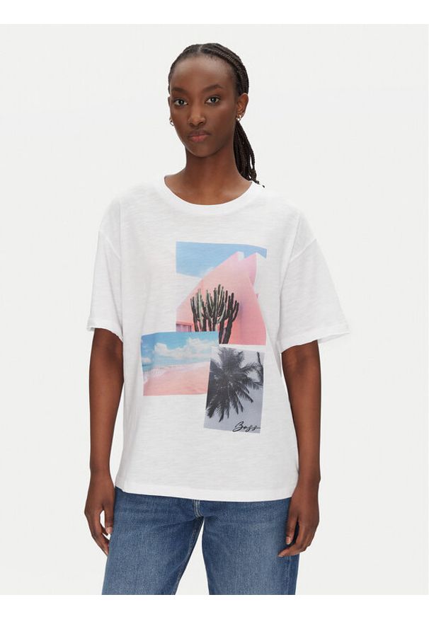 BOSS T-Shirt C_Eband_4 50540433 Écru Relaxed Fit. Materiał: bawełna