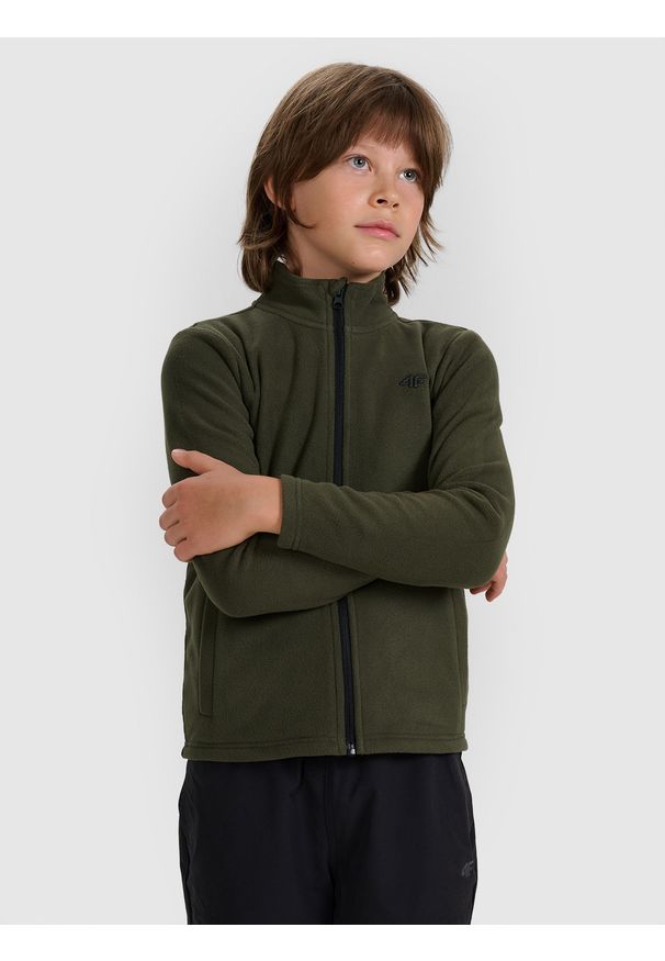 4f - 4F Polar regular ze stójką chłopięcy - oliwkowy/khaki 122 (6-7 lat). Typ kołnierza: kołnierzyk stójkowy. Kolor: oliwkowy, brązowy, wielokolorowy. Materiał: polar. Sezon: lato. Sport: turystyka piesza, wspinaczka, snowboard, narciarstwo