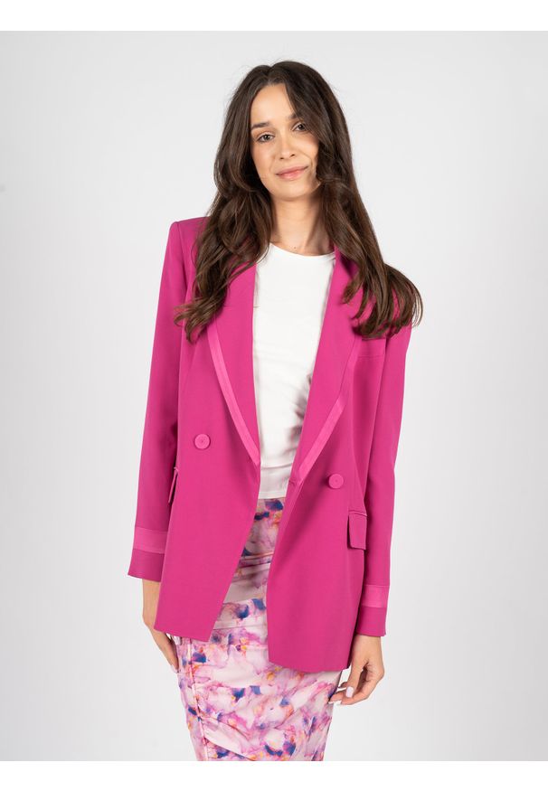 Patrizia Pepe Marynarka | 2S1459/A236 | Kobieta | Różowy. Okazja: na co dzień. Kolor: różowy. Materiał: elastan, wiskoza. Wzór: aplikacja. Styl: casual
