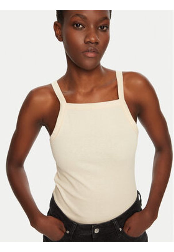 IVY & OAK - IVY OAK Top Klara Rose IO1100X2362 Beżowy Slim Fit. Kolor: beżowy. Materiał: bawełna