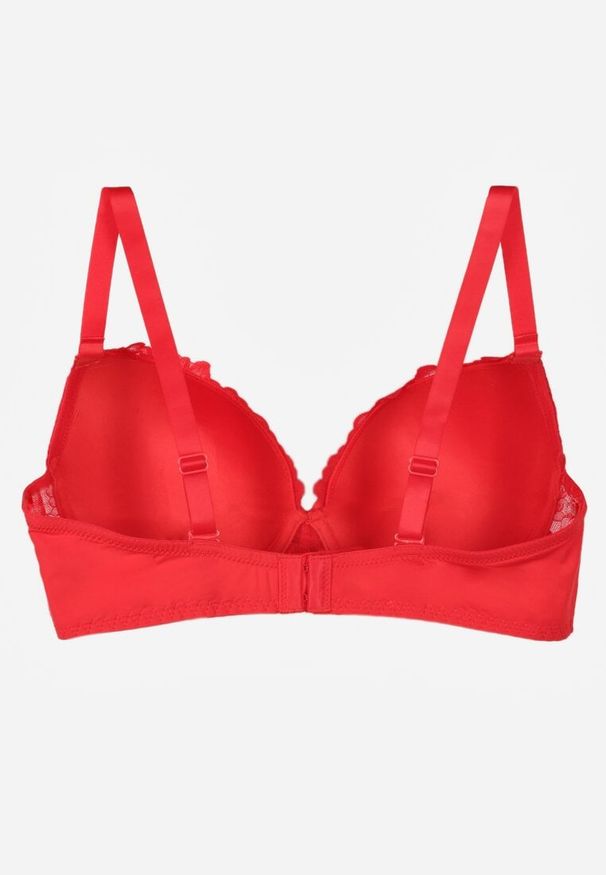 Born2be - Czerwony Biustonosz z Koronką i Sercem z Cyrkonii Coratune. Kolor: czerwony. Materiał: koronka. Wzór: koronka