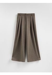 Reserved - Spodnie z wiskozą - ciemnobrązowy. Kolor: brązowy. Materiał: wiskoza #1
