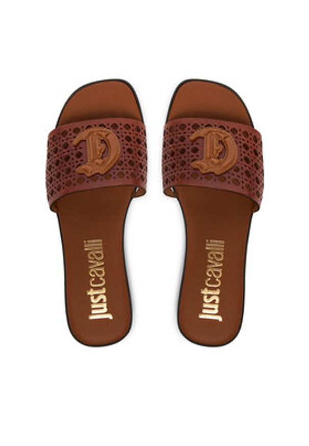 Just Cavalli Klapki 80RA3S82 ZPB95 Brązowy. Kolor: brązowy. Materiał: skóra