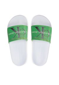 Calvin Klein Jeans Klapki Slide Lenticular Ml Wn YW0YW01403 Zielony. Kolor: zielony. Materiał: syntetyk