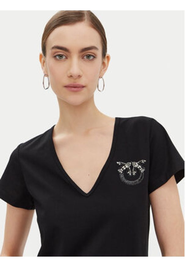 Pinko - PINKO T-Shirt 100372 A24E Czarny Regular Fit. Kolor: czarny. Materiał: bawełna