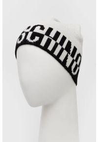 MOSCHINO - Moschino czapka z domieszką wełny kolor biały z domieszką wełny. Kolor: biały. Materiał: wełna #3