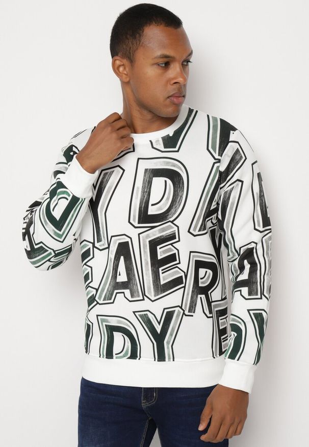 Born2be - Biała Bluza z Polarem i Bawełną Zakończona Ściągaczami Yolaria. Okazja: na co dzień. Kolor: biały. Materiał: polar, bawełna. Długość rękawa: długi rękaw. Długość: długie. Styl: sportowy, klasyczny, casual