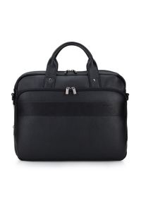Wittchen - Męska torba na laptopa z dodatkową kieszenią z przodu czarna. Kolor: czarny. Materiał: skóra ekologiczna. Styl: casual, biznesowy, klasyczny