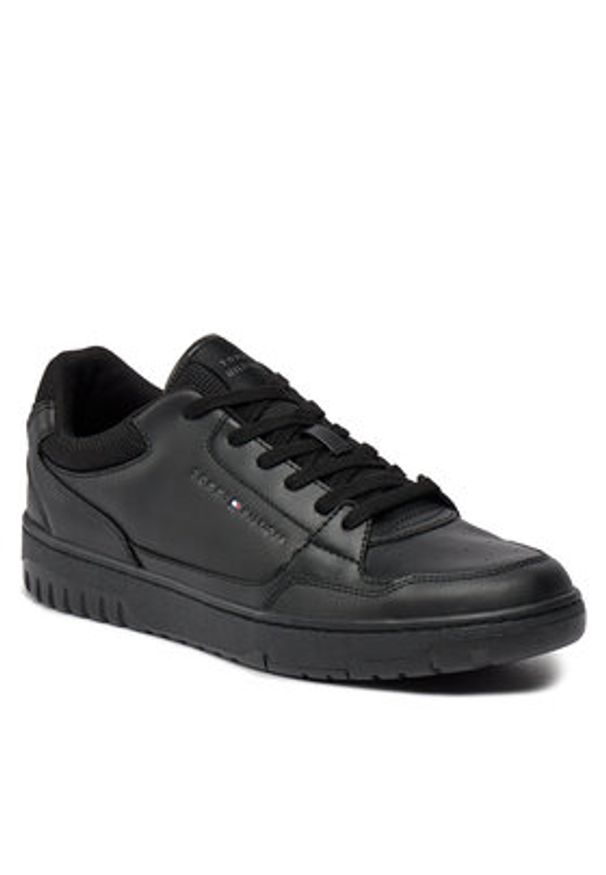 TOMMY HILFIGER - Tommy Hilfiger Sneakersy Th Basket Core Leather Ess FM0FM05040 Czarny. Kolor: czarny. Materiał: skóra