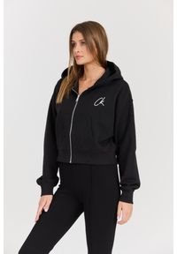 Calvin Klein - CALVIN KLEIN Czarna damska rozpinana bluza z kapturem, Rozmiar L. Okazja: na co dzień. Typ kołnierza: kaptur. Kolor: czarny. Materiał: bawełna. Długość rękawa: długi rękaw. Długość: długie. Styl: casual, klasyczny #5