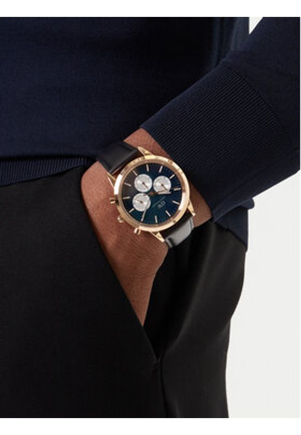 Daniel Wellington Zegarek Iconic Chronograph St Mawes Arctic Panda DW00100877 Czarny. Kolor: czarny. Materiał: skóra