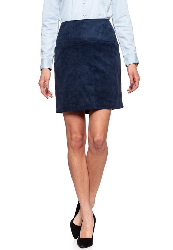 Tom Tailor - SPÓDNICA JEANSOWA TOM TAILOR FAKE VELOUR LEATHER SKIRT DEEP NAVY BLUE. Okazja: na co dzień. Materiał: jeans. Styl: elegancki, wizytowy, casual