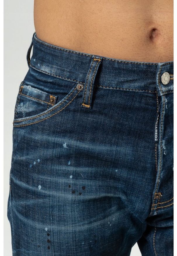 DSQUARED2 Granatowe jeansy cool guy jean. Kolor: wielokolorowy. Wzór: aplikacja