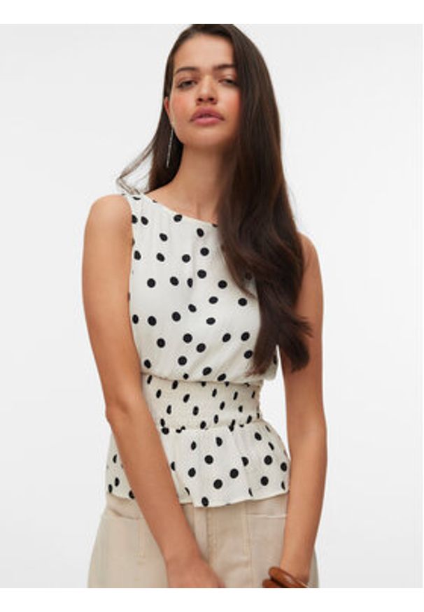 Vero Moda Bluzka Elisa 10347963 Biały Loose Fit. Kolor: biały. Materiał: wiskoza
