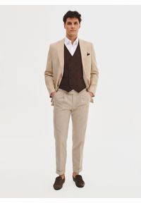 Pako Lorente - PAKO LORENTE - Brązowa dwurzędowa kamizelka męska. Kolor: brązowy. Materiał: wełna, poliester, elastan, wiskoza. Styl: elegancki, młodzieżowy #7