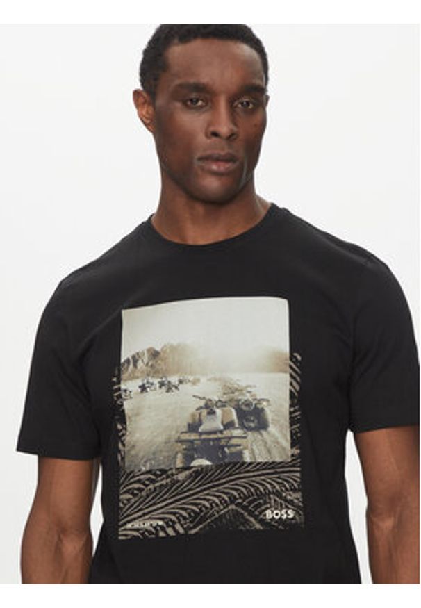 BOSS T-Shirt Te_Dunetrace 50539187 Czarny Regular Fit. Kolor: czarny. Materiał: bawełna