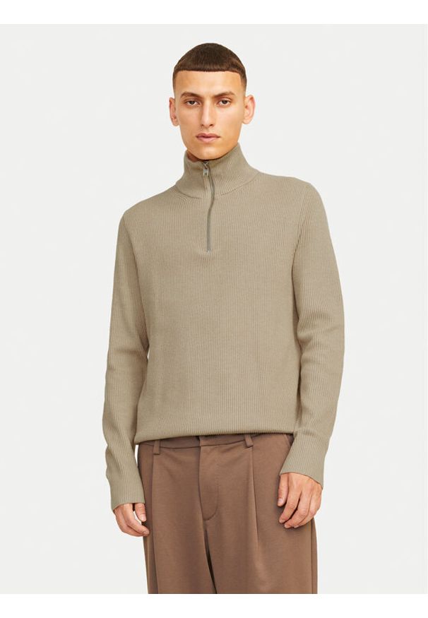 Jack & Jones Sweter Perfect 12257773 Beżowy Regular Fit. Kolor: beżowy. Materiał: bawełna