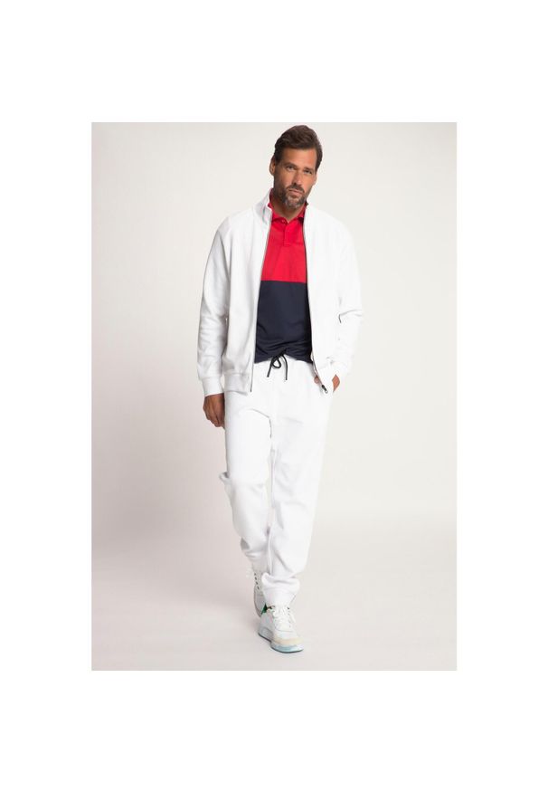 JAY-PI - Męska Bluza dresowa tenis stójka zamek długie rękawy raglanowe. Typ kołnierza: kołnierzyk stójkowy. Kolekcja: plus size. Kolor: biały. Materiał: bawełna, materiał. Długość rękawa: długi rękaw. Długość: długie. Sport: tenis