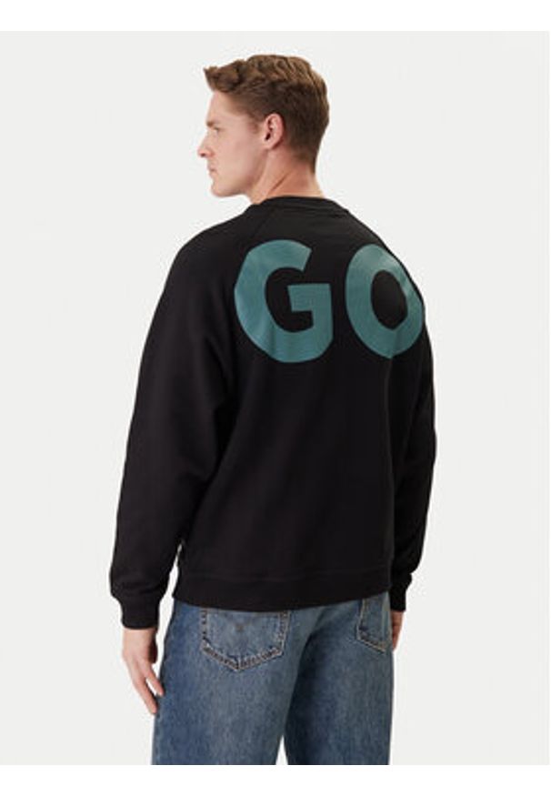 Hugo - HUGO Bluza Nalfcrew 50552496 Czarny Loose Fit. Kolor: czarny. Materiał: bawełna