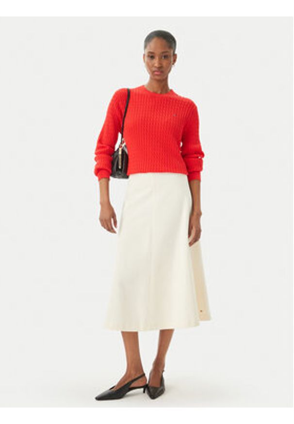 TOMMY HILFIGER - Tommy Hilfiger Sweter WW0WW44993 Czerwony Regular Fit. Kolor: czerwony. Materiał: bawełna
