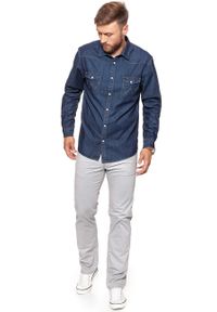 Wrangler - KOSZULA JEANSOWA MĘSKA WRANGLER LS WESTERN SHIRT RINSE INDIGO W5973O7WE. Materiał: jeans #9