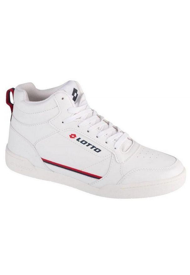 LOTTO - Trampki Męskie Skóra Syntetyczna Średnia Wysokość Nandu. Kolor: biały. Materiał: skóra, syntetyk. Sport: turystyka piesza