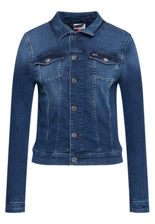 Tommy Jeans Kurtka jeansowa Vivianne DW0DW09219 Granatowy Slim Fit. Kolor: niebieski. Materiał: bawełna