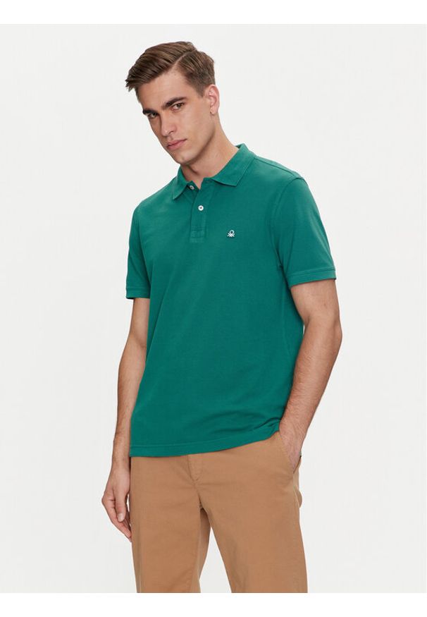 United Colors of Benetton - United Colors Of Benetton Polo 3089J3179 Zielony Regular Fit. Typ kołnierza: polo. Kolor: zielony. Materiał: bawełna