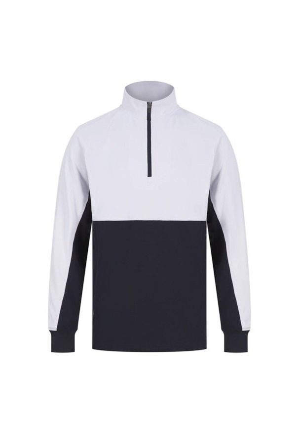 FINDEN & HALES - Męska Bluza Dresowa Z Zamkiem Błyskawicznym W Bloku Kolorystycznym. Kolor: biały, wielokolorowy, niebieski. Materiał: dresówka