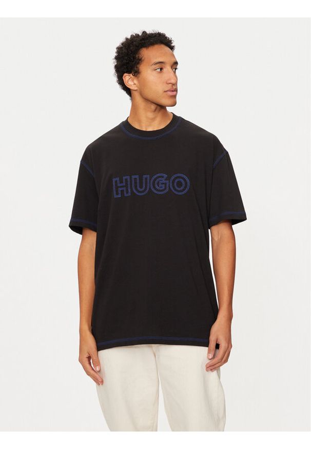 Hugo T-Shirt Nitlogo 50521686 Czarny Loose Fit. Kolor: czarny. Materiał: bawełna