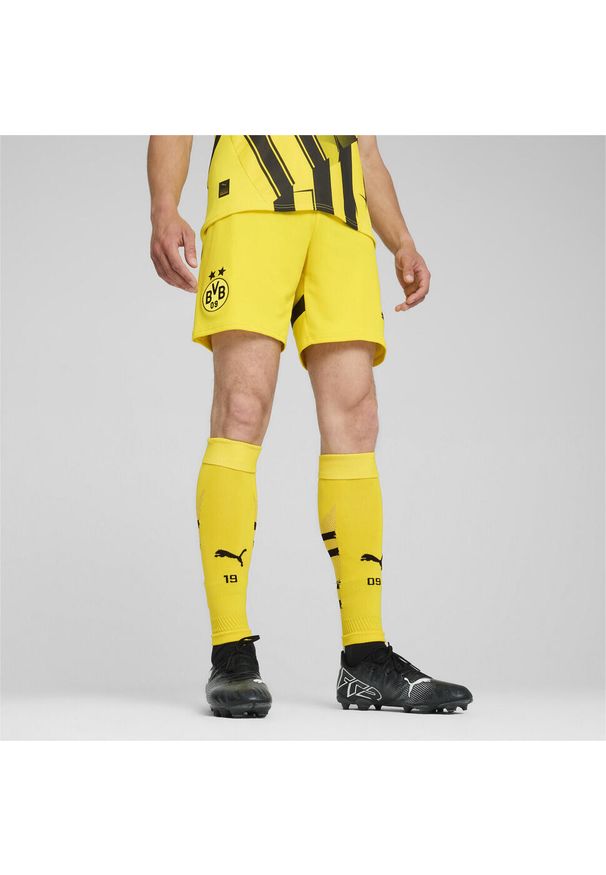 Puma - Męskie szorty Borussia Dortmund 24/25 PUMA Faster Yellow Black. Kolor: czarny, wielokolorowy, żółty. Sport: piłka nożna