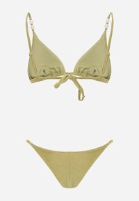 Renee - Jasnozielone Bikini Biustonosz z Wiązaniem na Plecach i Koralikami i Majtki Figi Sheille. Kolekcja: plus size. Kolor: zielony. Wzór: aplikacja, haft #6