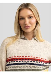 Big-Star - Sweter damski bawełniany w kolorowe paski kremowy Mixta 000. Kolor: wielokolorowy. Materiał: bawełna. Wzór: paski, kolorowy. Sezon: lato. Styl: vintage, retro #5