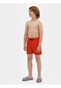 4f - 4F Spodenki plażowe boardshorty chłopięce 140 (9-10 lat). Okazja: na plażę. Kolor: czerwony. Materiał: włókno, tkanina, elastan. Sezon: lato