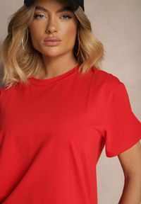 Renee - Czerwony Bawełniany Basicowy T-shirt Lorseli. Okazja: na co dzień. Kolor: czerwony. Materiał: bawełna. Styl: klasyczny, casual, elegancki #4