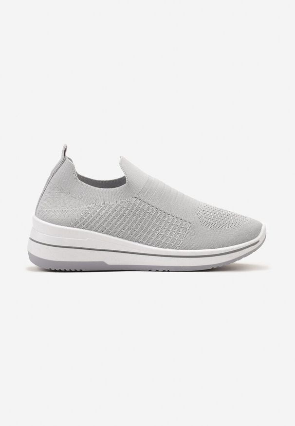 Born2be - Szare Wsuwane Płaskie Buty Sportowe z Siateczkowego Materiału Alatarna. Okazja: na spotkanie biznesowe, na spacer, do pracy. Zapięcie: bez zapięcia. Kolor: szary. Materiał: materiał. Sport: turystyka piesza