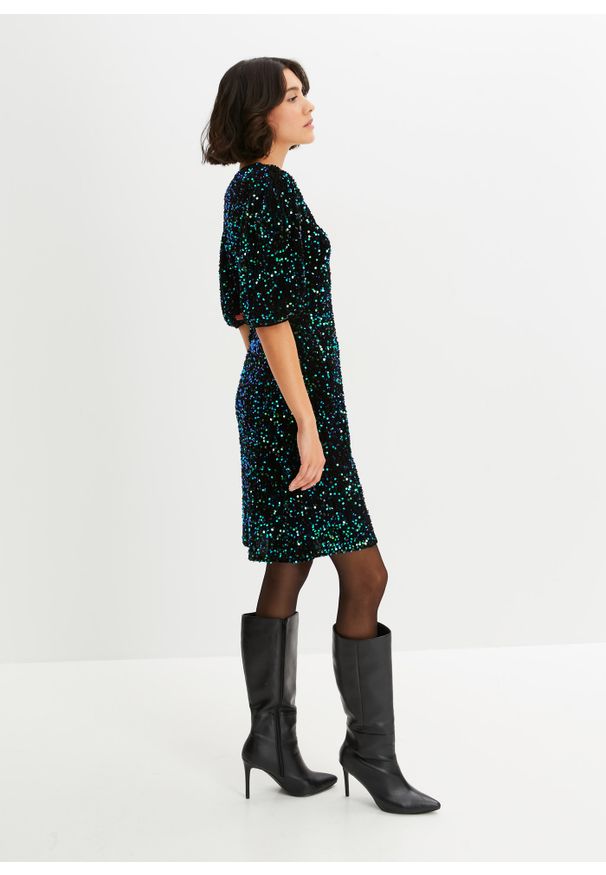 bonprix - Sukienka z cekinami. Kolor: czarny