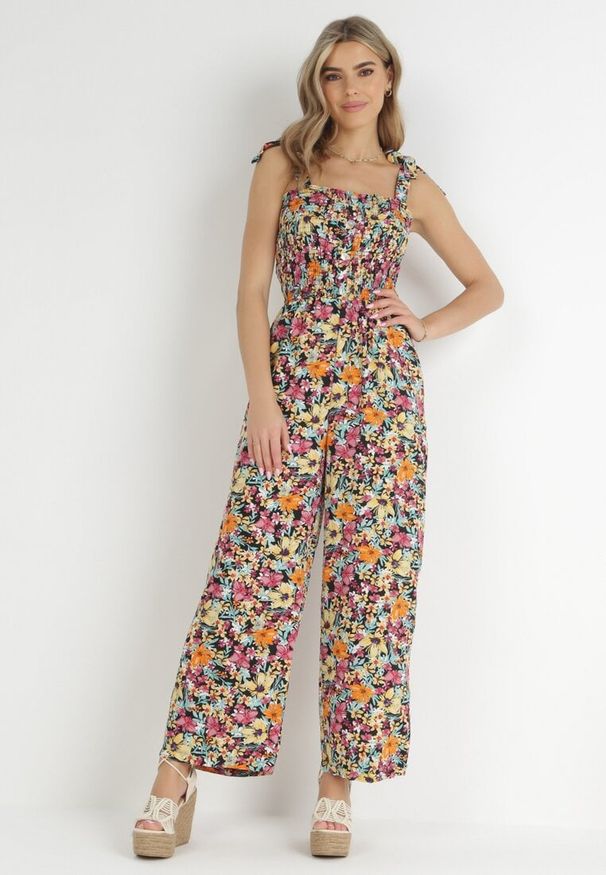 Born2be - Żółto-Czarny Kombinezon Alemonice. Kolor: żółty. Długość rękawa: na ramiączkach. Długość: długie. Styl: klasyczny