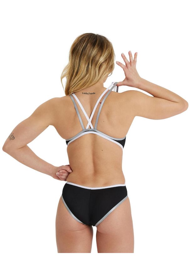 Damski 1-częściowy kostium kąpielowy z podwójnym krzyżem Arena. Kolor: czarny