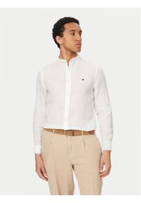 TOMMY HILFIGER - Tommy Hilfiger Koszula MW0MW39271 Biały Slim Fit. Kolor: biały. Materiał: len #1