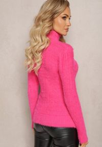 Renee - Fuksjowy Golf z Dzianiny z Długim Włosem i Dodatkiem Wełny Gerdonna. Typ kołnierza: golf. Kolor: różowy. Materiał: wełna, dzianina. Długość: długie. Wzór: jednolity. Sezon: zima, jesień #3