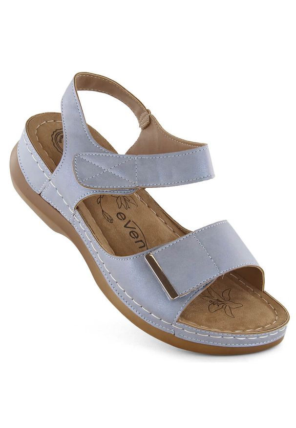 Sandały damskie komfortowe na rzepy niebieskie eVento 0146. Zapięcie: rzepy. Kolor: niebieski. Materiał: skóra ekologiczna