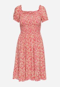 Born2be - Fuksjowa Sukienka Hiszpanka z Bawełny w Drobne Kwiatki Wietema. Okazja: na co dzień. Typ kołnierza: dekolt hiszpanka. Kolor: różowy. Materiał: bawełna. Wzór: kwiaty. Typ sukienki: z odkrytymi ramionami. Styl: casual #7