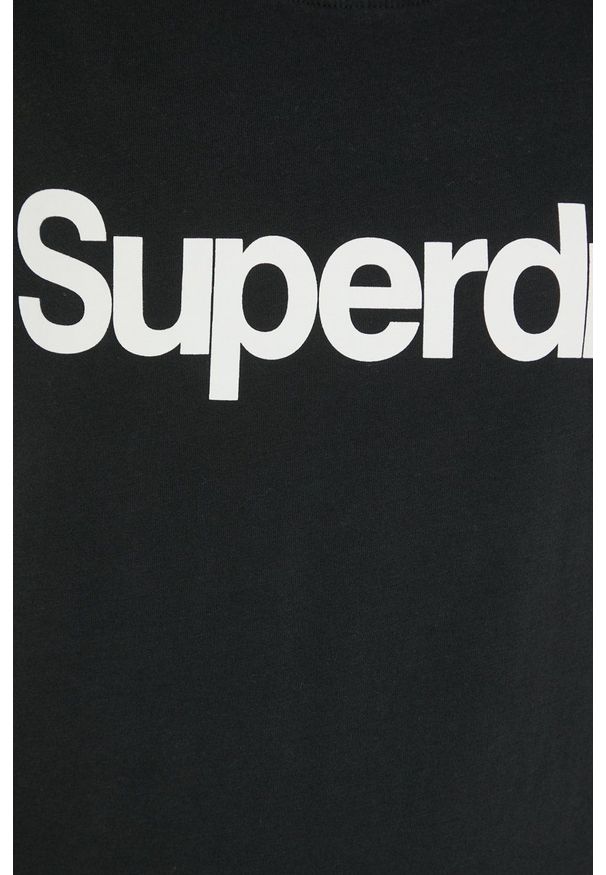 Superdry t-shirt bawełniany kolor czarny. Kolor: czarny. Materiał: bawełna. Wzór: nadruk