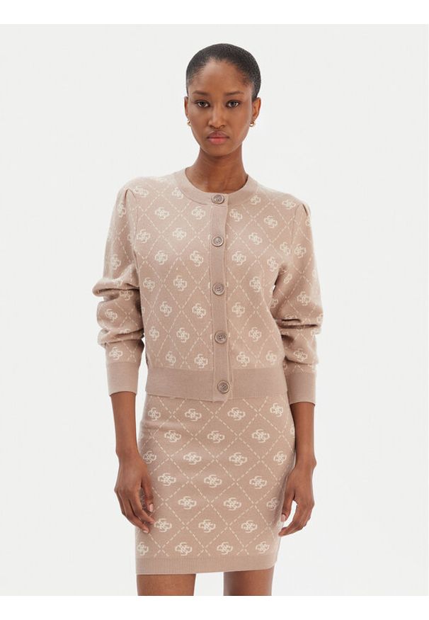Guess Kardigan W4BR0D Z3JD2 Beżowy Regular Fit. Kolor: beżowy. Materiał: syntetyk