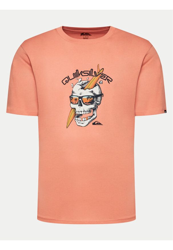 Quiksilver T-Shirt One Last Surf EQYZT07674 Pomarańczowy Regular Fit. Kolor: pomarańczowy. Materiał: bawełna